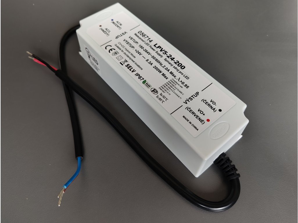 Napájecí zdroj 24V 200W IP67  LPV5-24-200